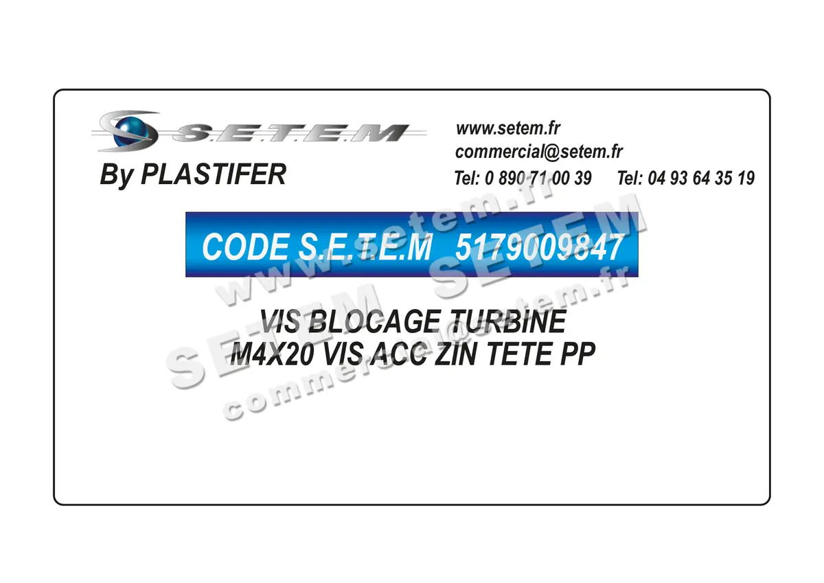 5179009847-VIS BLOCAGE TURBINE PLASTIFER M4X20 VIS ACC ZIN TETE PP 2