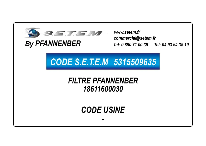 5315509635-FILTRE PFANNENBER 18611600030