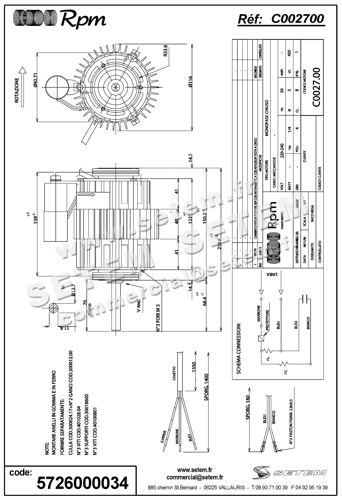 5726000034-MOTEUR RPM C002700 "RP4180" 2