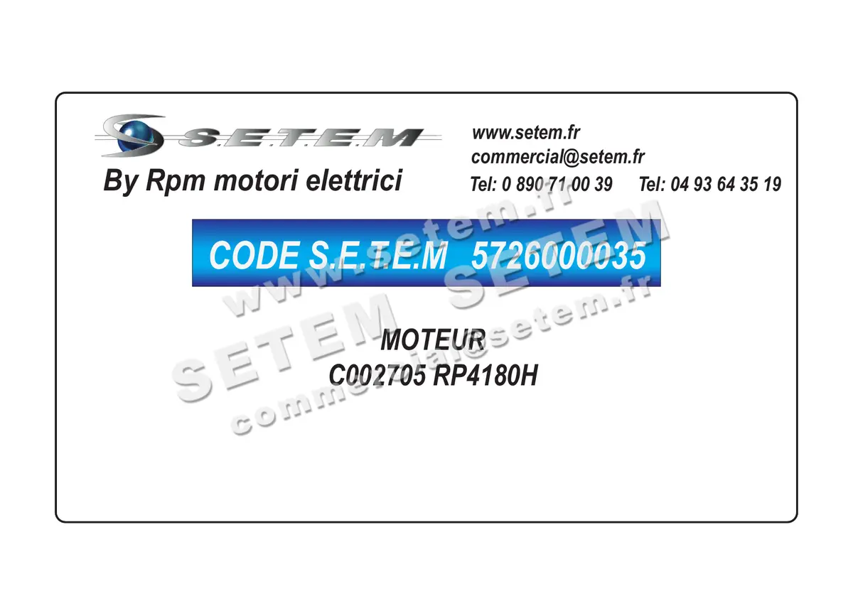 5726000035-MOTEUR RPM C002705 "RP4180H" 4