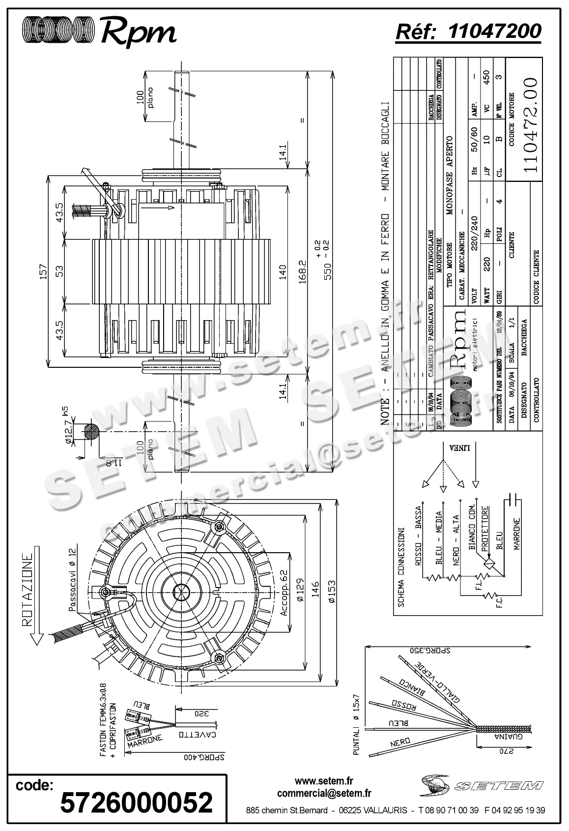 5726000052-MOTEUR RPM 11047200 "PB023601" 2