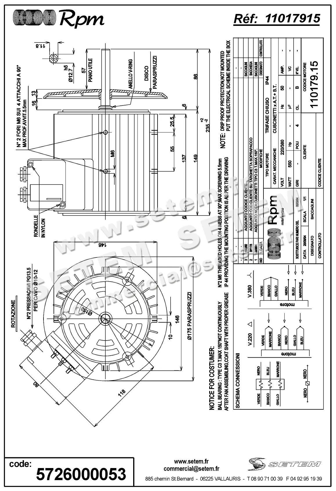 5726000053-MOTEUR RPM 11017915 130000" 2