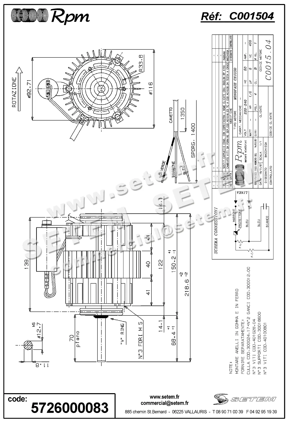 5726000083-MOTEUR RPM C001504 "RP4150" 2