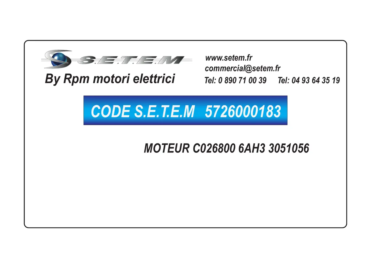 5726000183-MOTEUR RPM C026800 6AH3 "3051056" 5