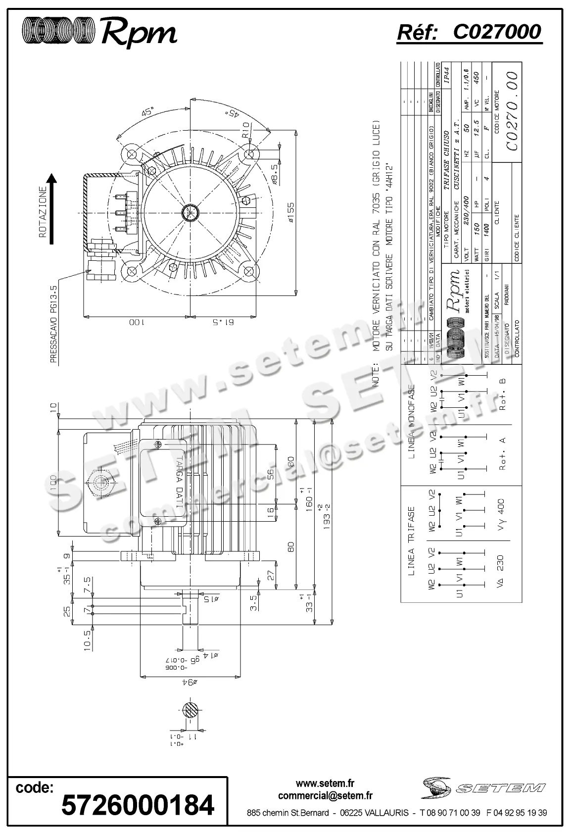 5726000184-MOTEUR RPM C027000