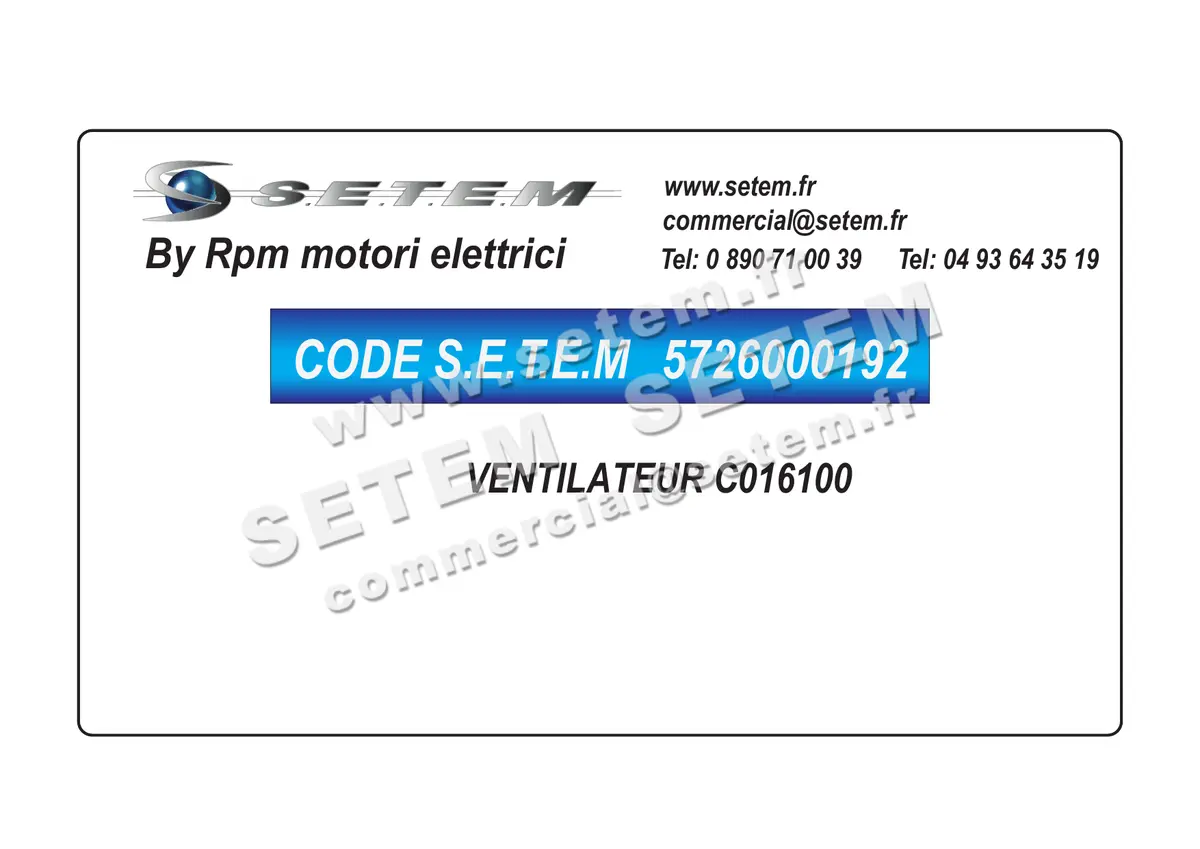5726000192-VENTILATEUR RPM C016100 2