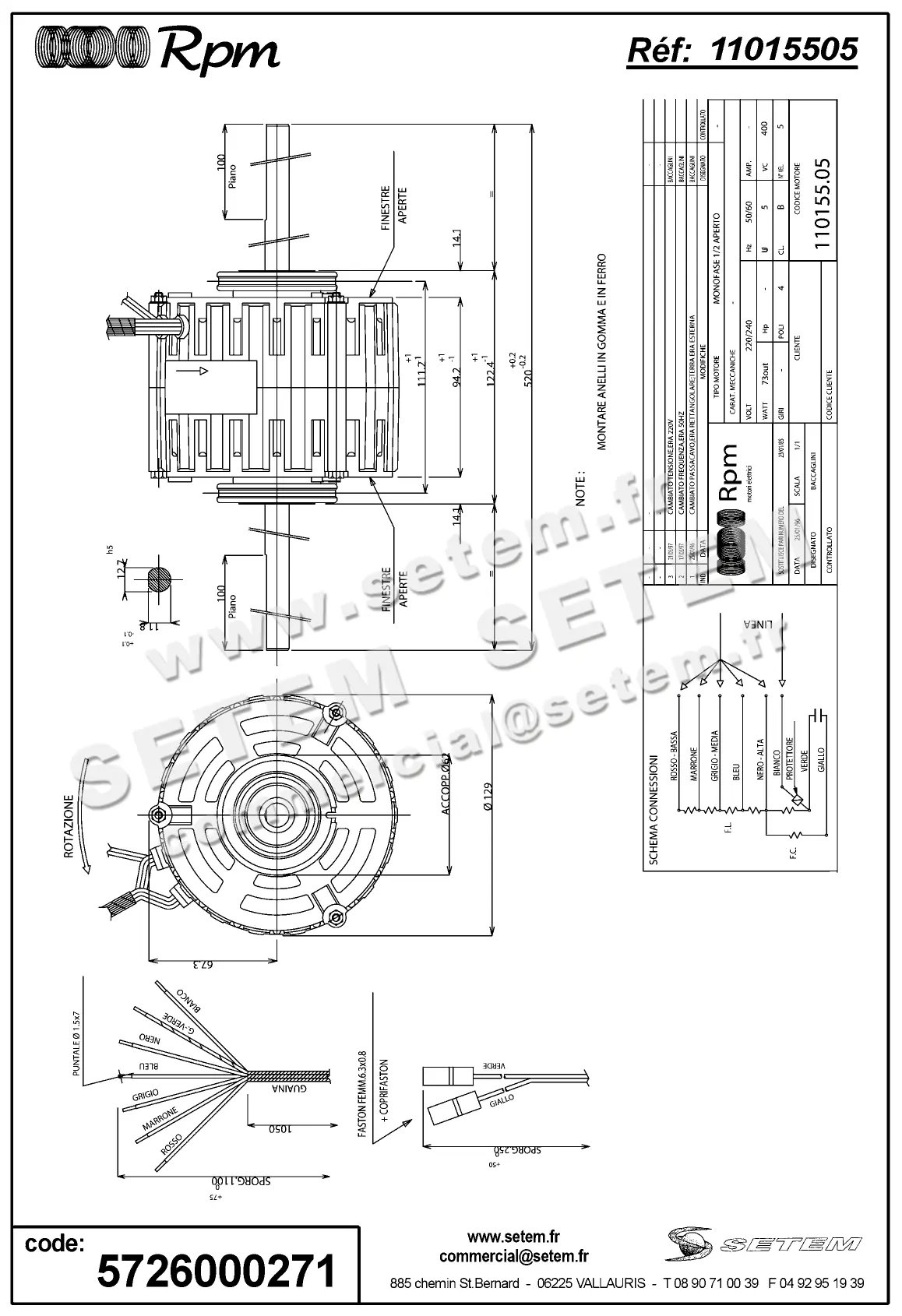 5726000271-MOTEUR RPM 11015505 "PB022893" 2