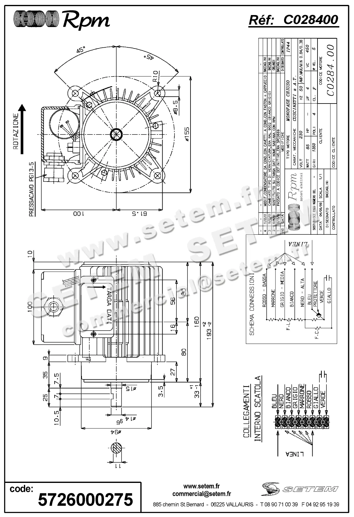 5726000275-MOTEUR RPM C028400 "3052050" 2