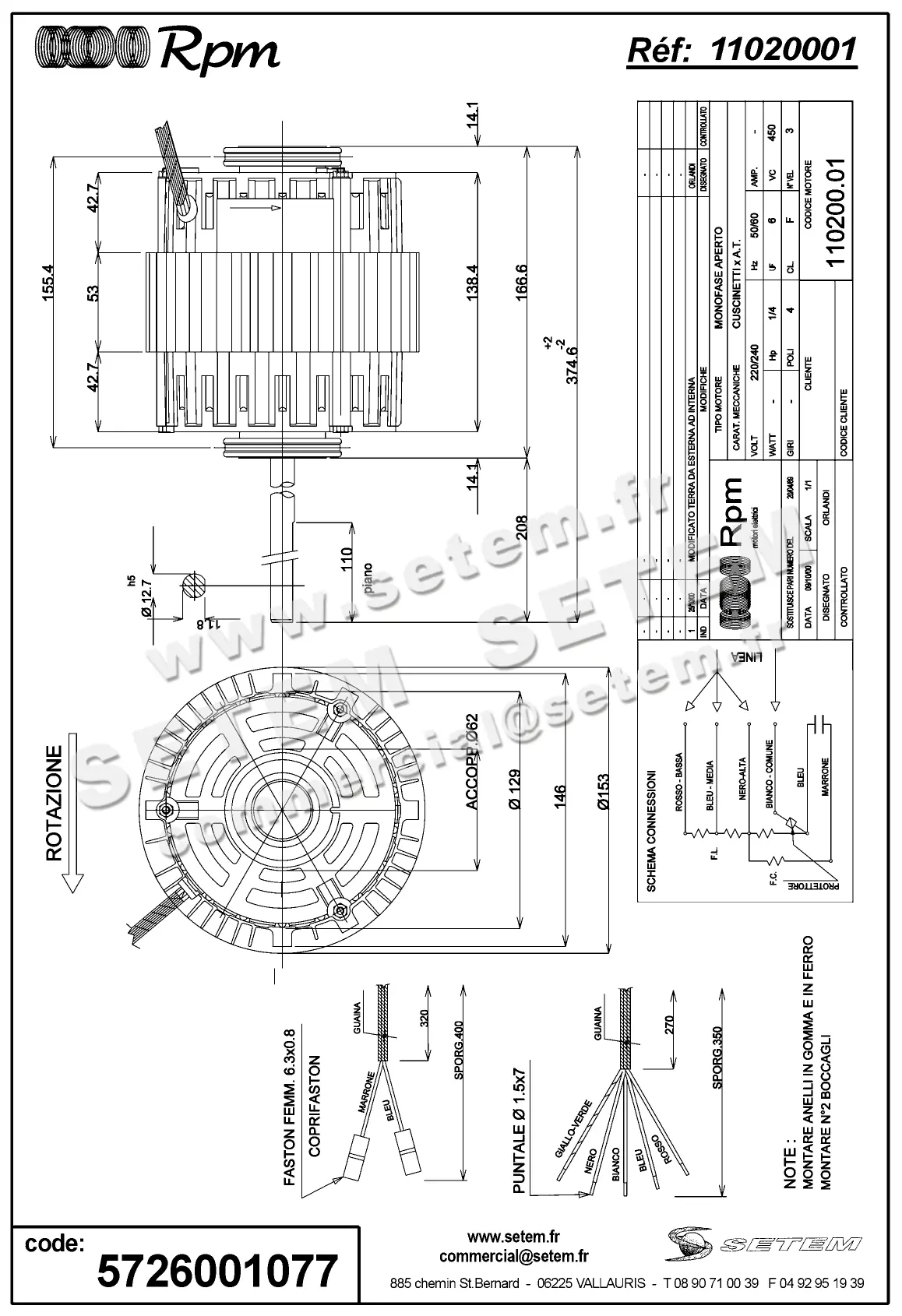 5726001077-MOTEUR RPM 11020001 "PB023046" 2