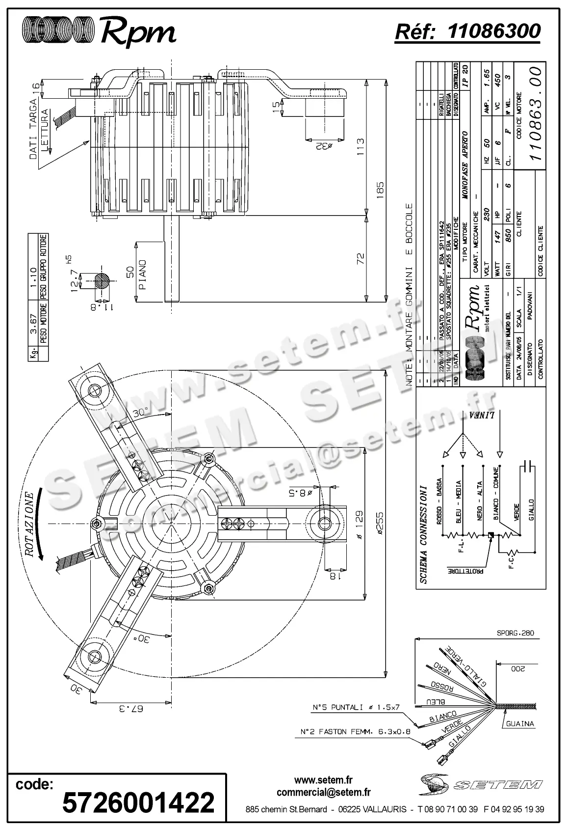 5726001422-MOTEUR RPM 11086300