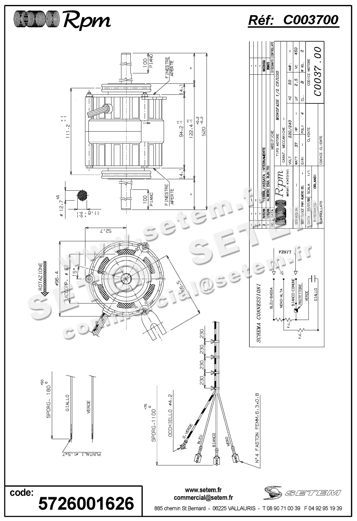5726001626-MOTEUR RPM C003700