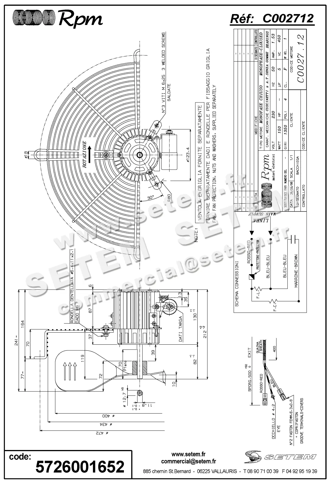 5726001652-MOTEUR RPM C002712