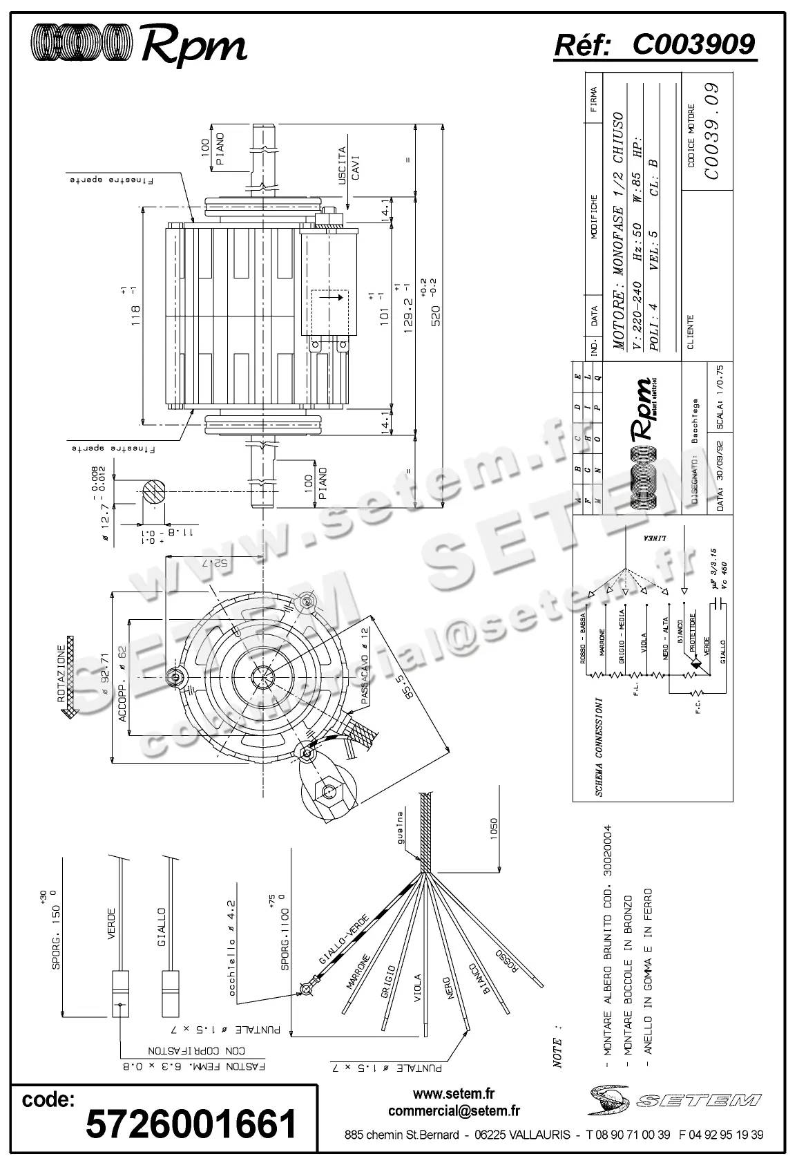 5726001661-MOTEUR RPM C003909