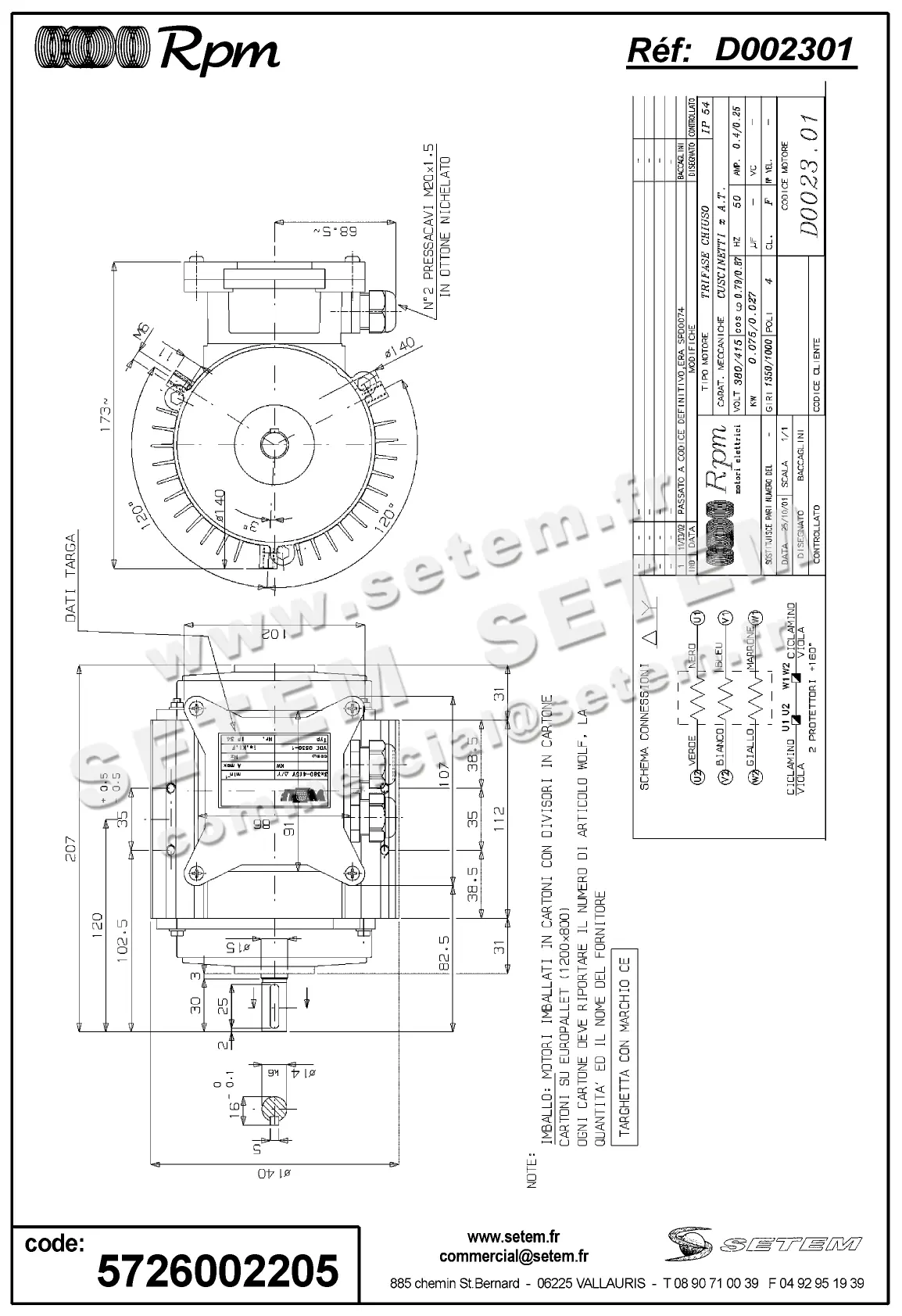 5726002205-MOTEUR RPM D002301