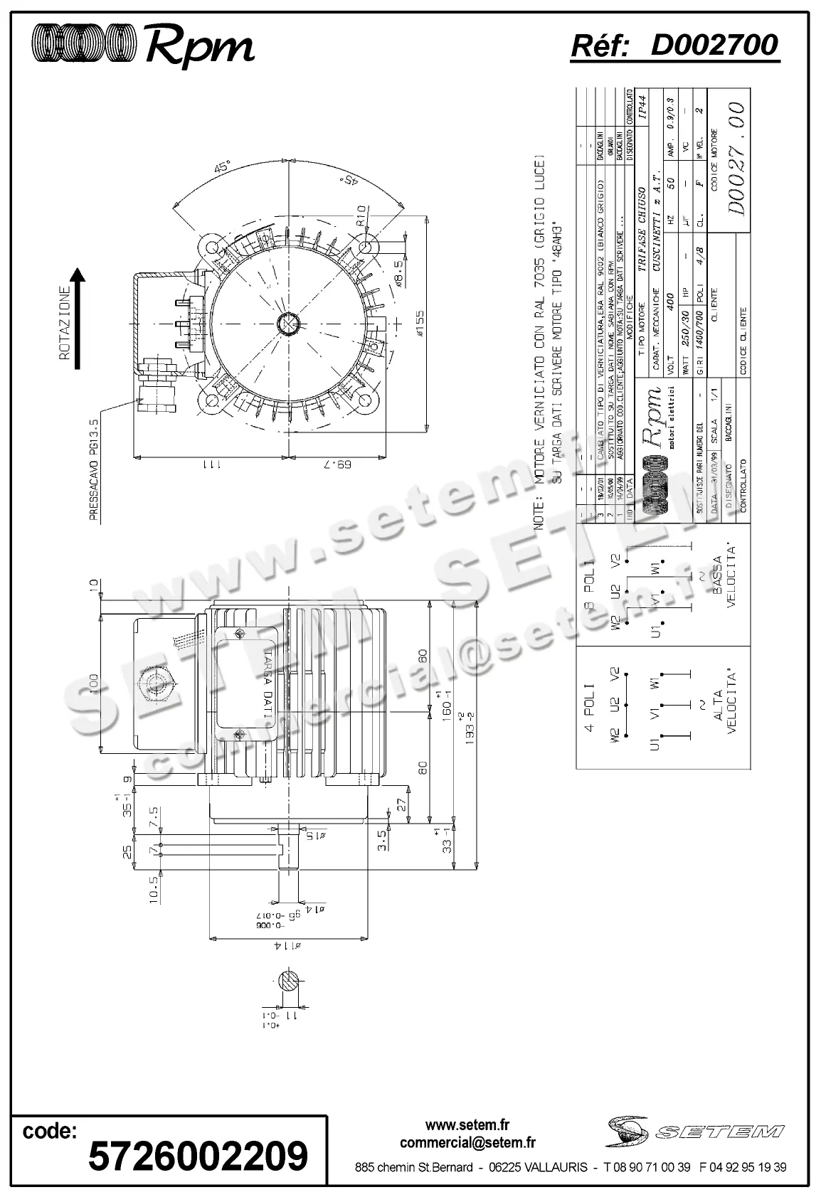 5726002209-MOTEUR RPM D002700