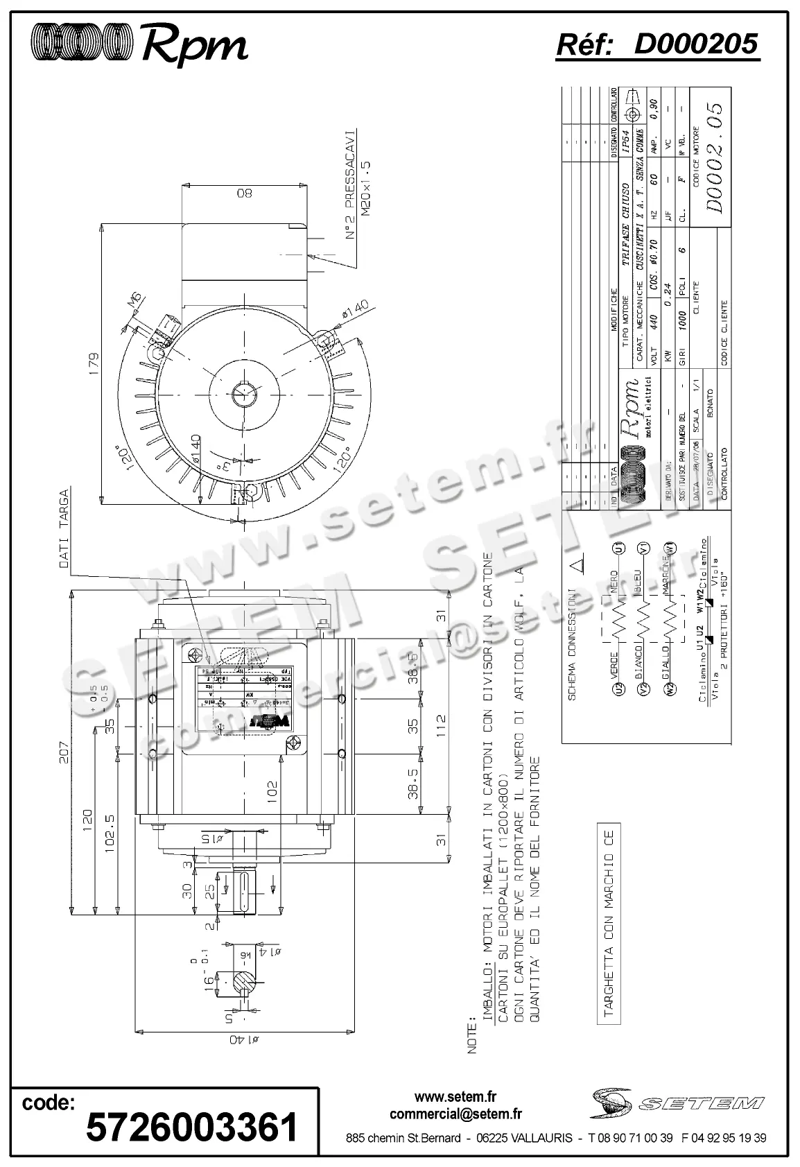5726003361-MOTEUR RPM D000205