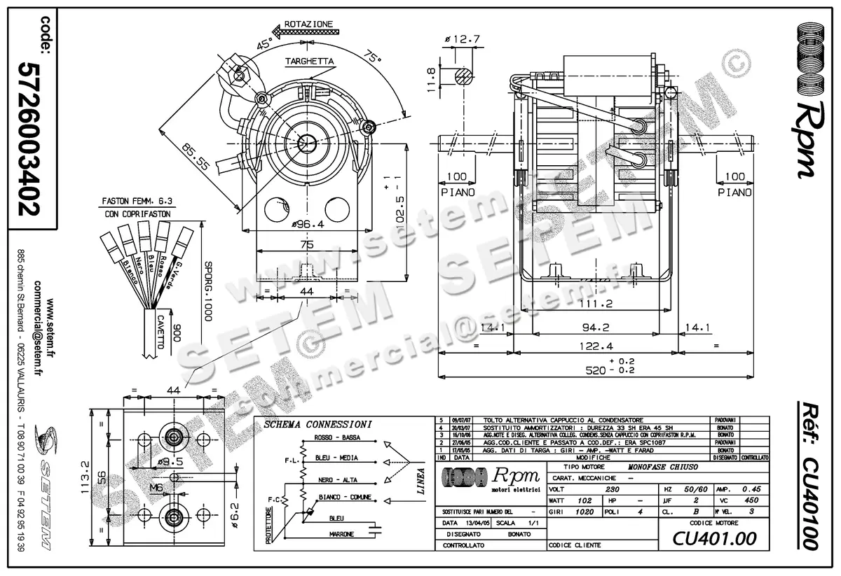 5726003402-MOTEUR RPM CU40100 5