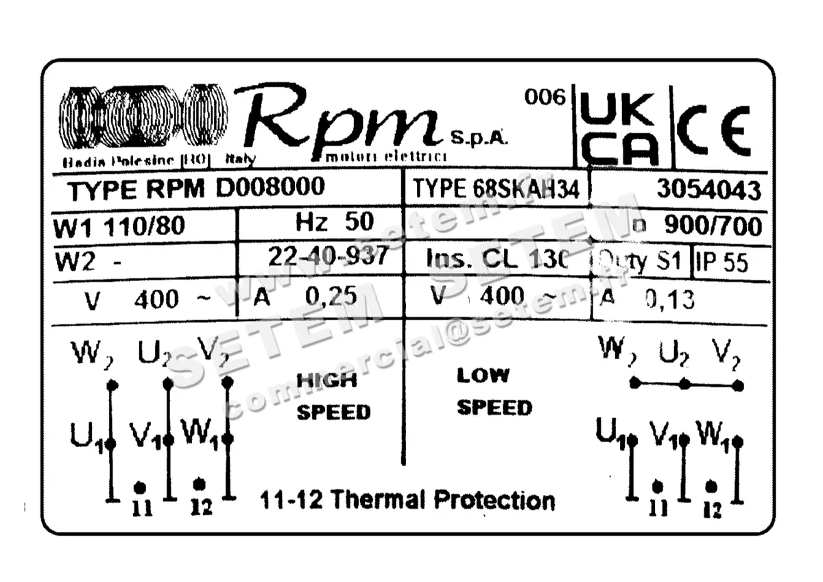5726004999-MOTEUR RPM D008000 68SKAH34 "3054043" 3