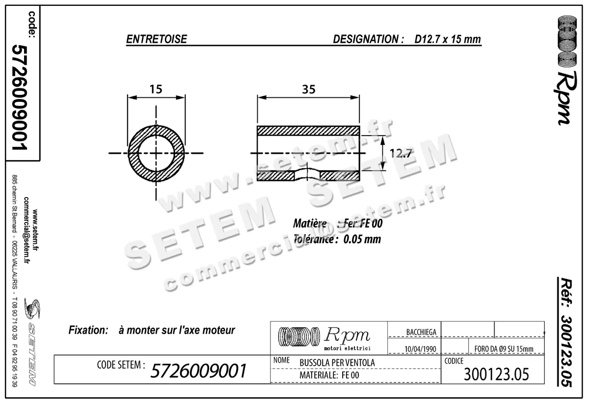 5726009001-ENTRETOISE RPM D12.70X15MM