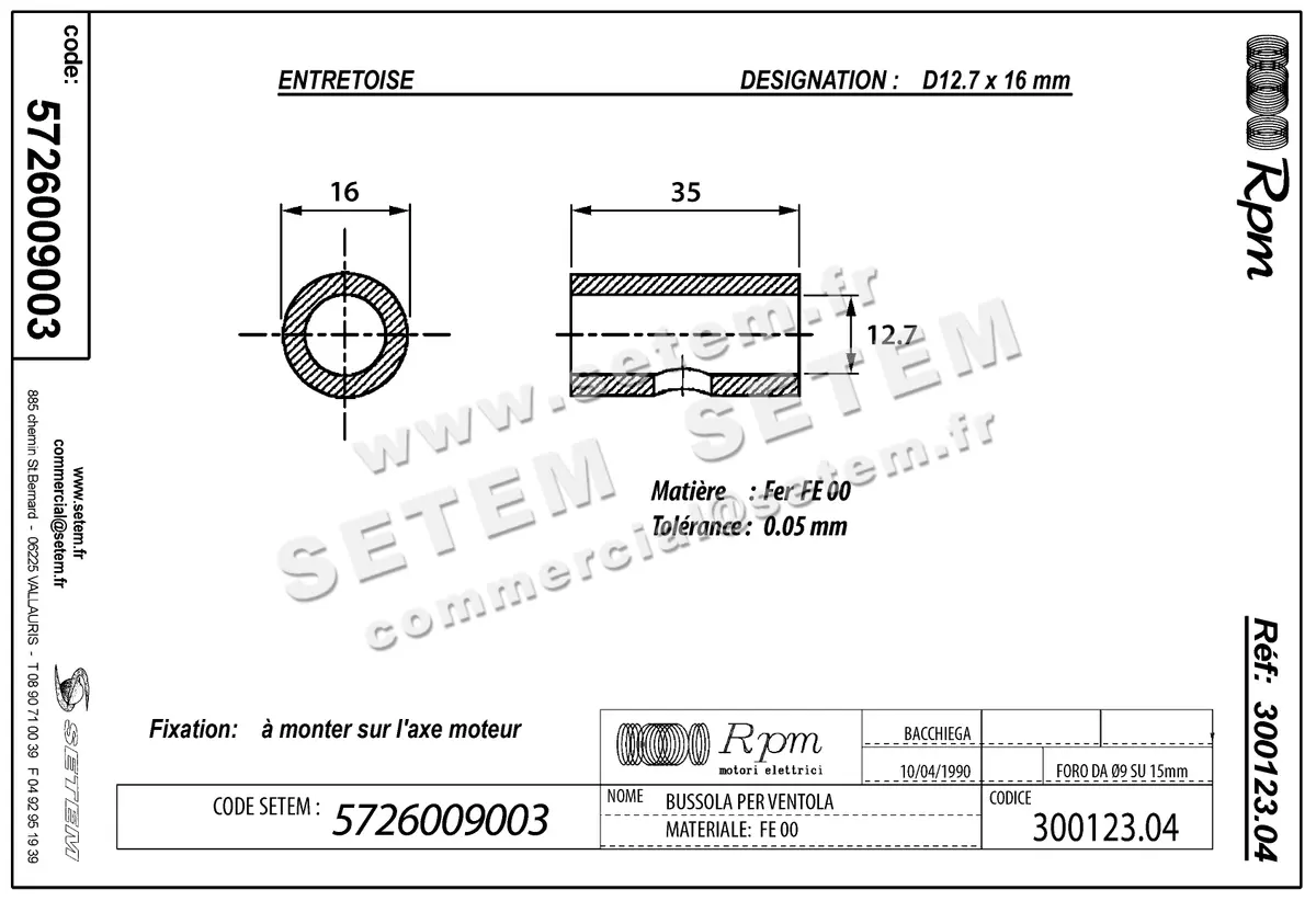 5726009003-ENTRETOISE RPM D12.70X16MM