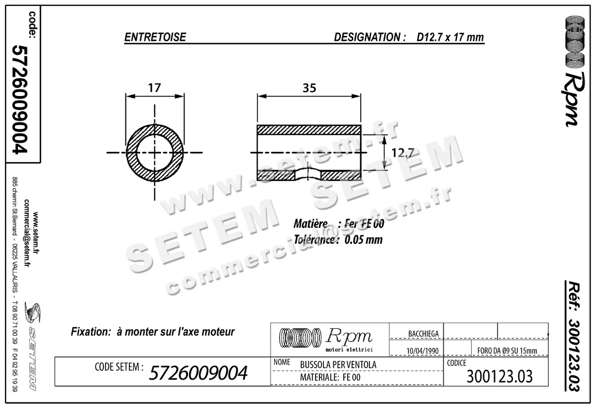 5726009004-ENTRETOISE RPM D12.70X17MM