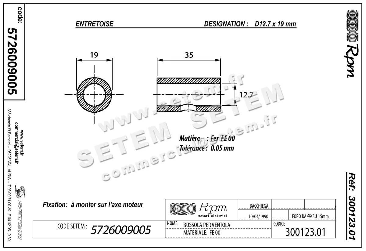 5726009005-ENTRETOISE RPM D12.70X19MM