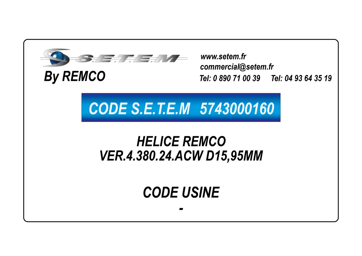 5743000160-HELICE VER.4.380.24.ACW D15,95MM REMCO