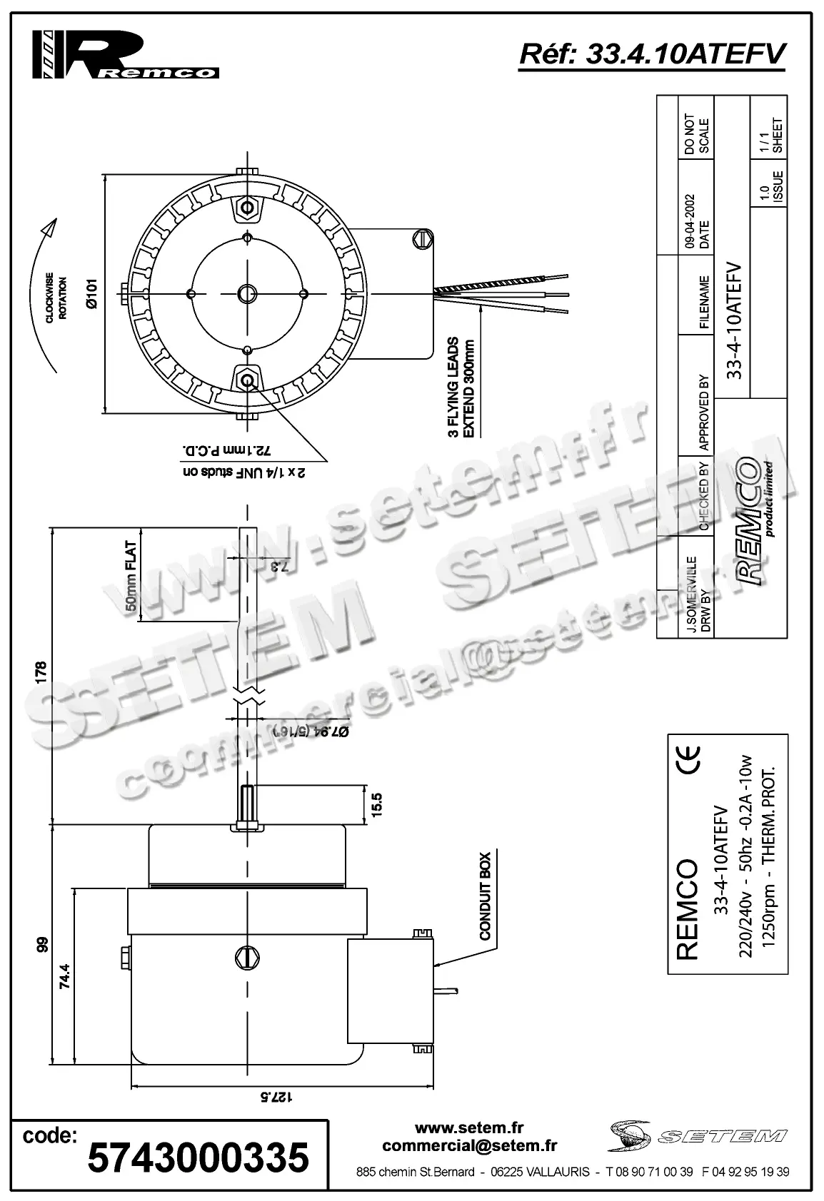 5743000335-MOTEUR REMCO 33.4.10ATEFV 2
