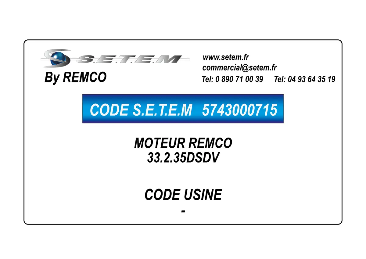 5743000715-MOTEUR REMCO 33.2.35DSDV