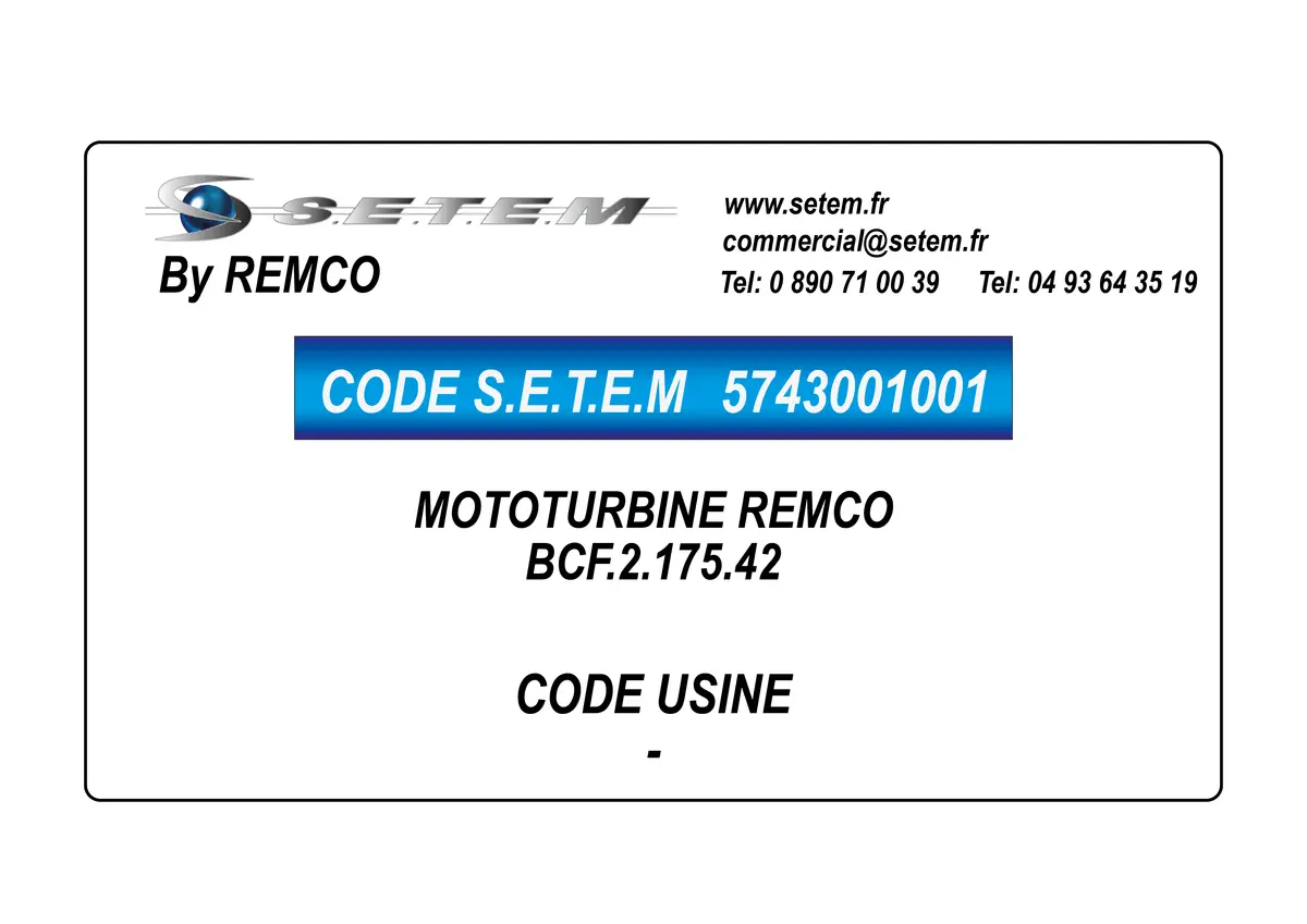 5743001001-MOTOTURBINE REMCO BCF.2.175.42