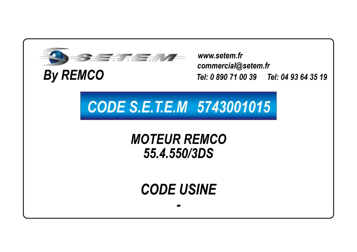 5743001015-MOTEUR REMCO 55.4.550/3DS