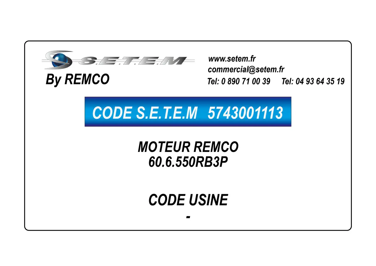 5743001113-MOTEUR REMCO 60.6.550RB3P