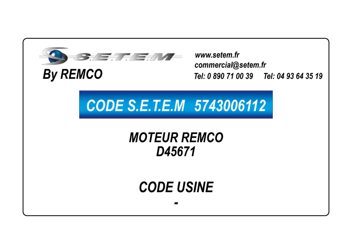 5743006112-MOTEUR REMCO D45671