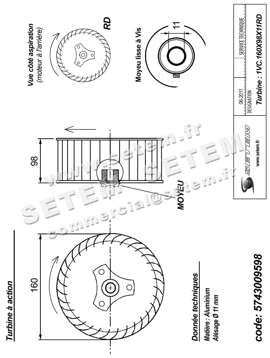5743009598-TURBINE REMCO 1VC.160X98X11RD ALU VIS 2