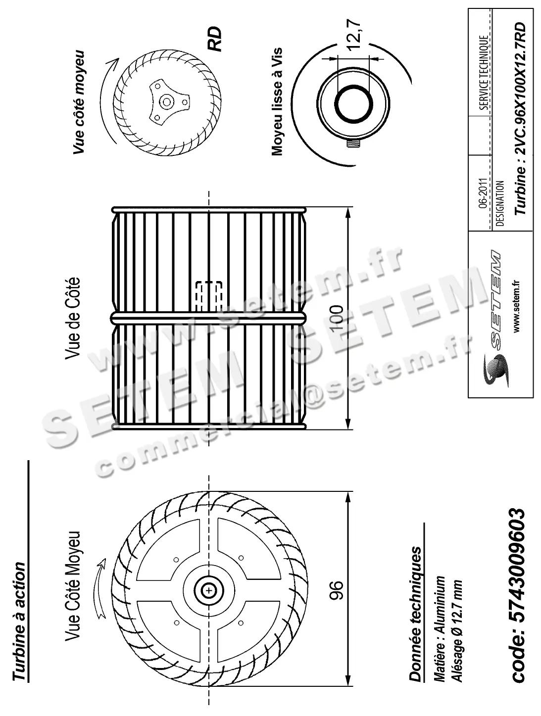 5743009603-TURBINE REMCO 2VC.96X100X12.7RD ALU VIS 2