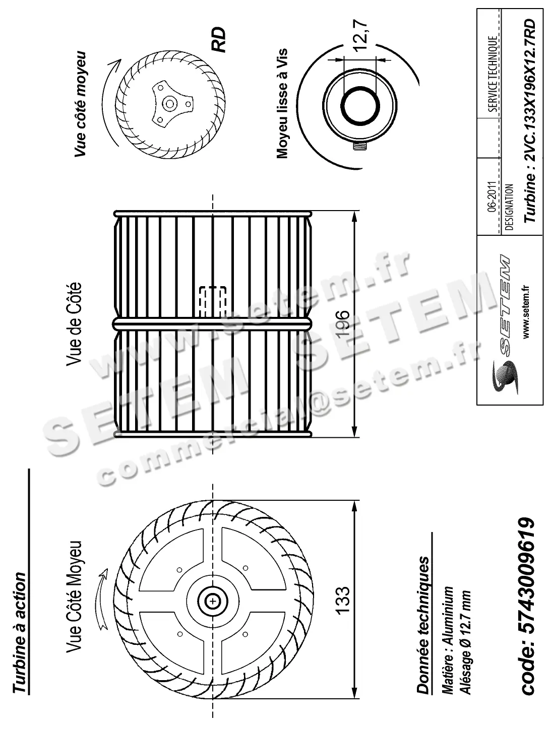 5743009619-TURBINE REMCO 2VC.133X191X12.7RD ALU VIS 2