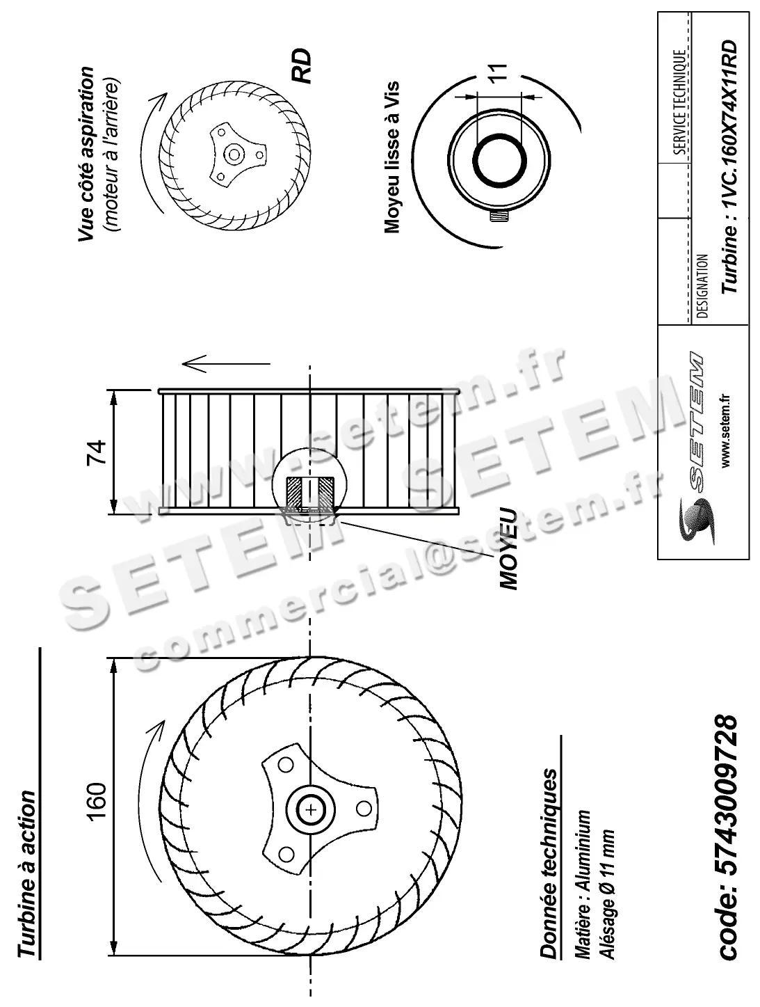 5743009728-TURBINE REMCO 1VC.160X74X11RD ALU VIS 2