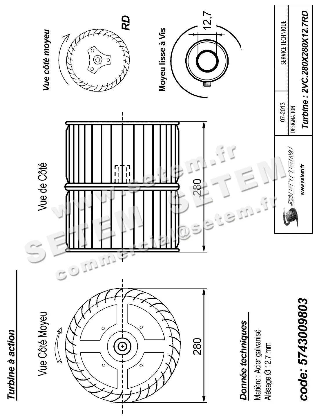 5743009803-TURBINE REMCO 2VC.280X280X12.7RD GALVA VIS 2
