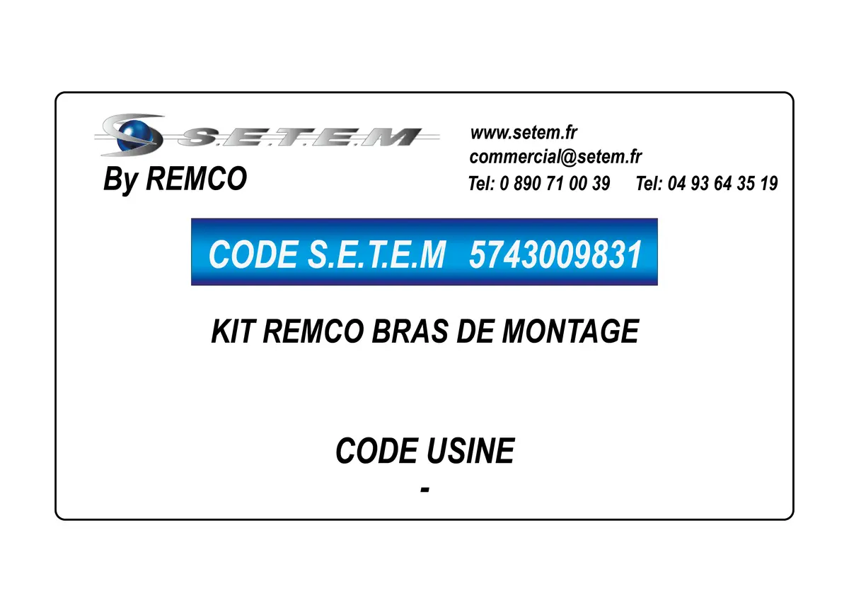 5743009831-KIT BRAS DE MONTAGE REMCO