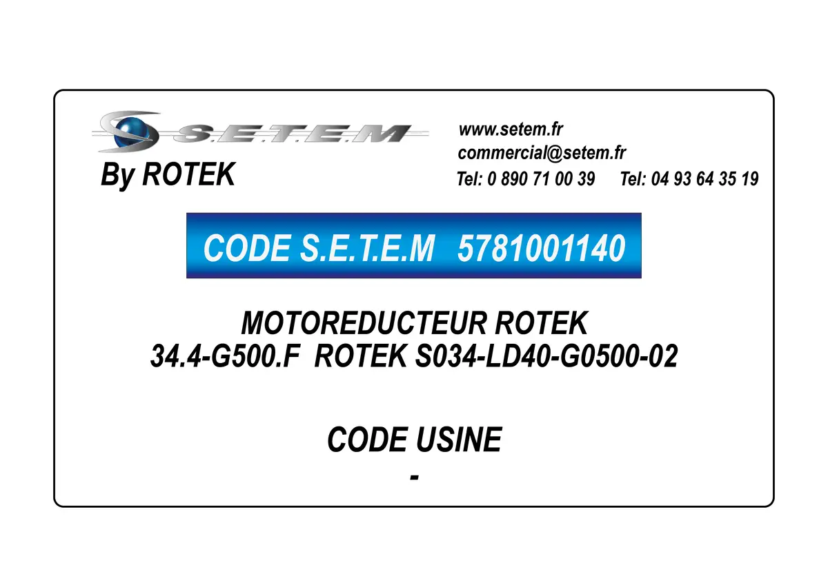 5781001140-MOTOREDUCTEUR 34.4-G500.F ROTEK S034-LD40-G0500-02