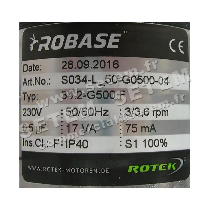 5781001382-MOTOREDUCTEUR 34.2.G500.F ROTEK S034.L.50.G0500.04  M230V  3
