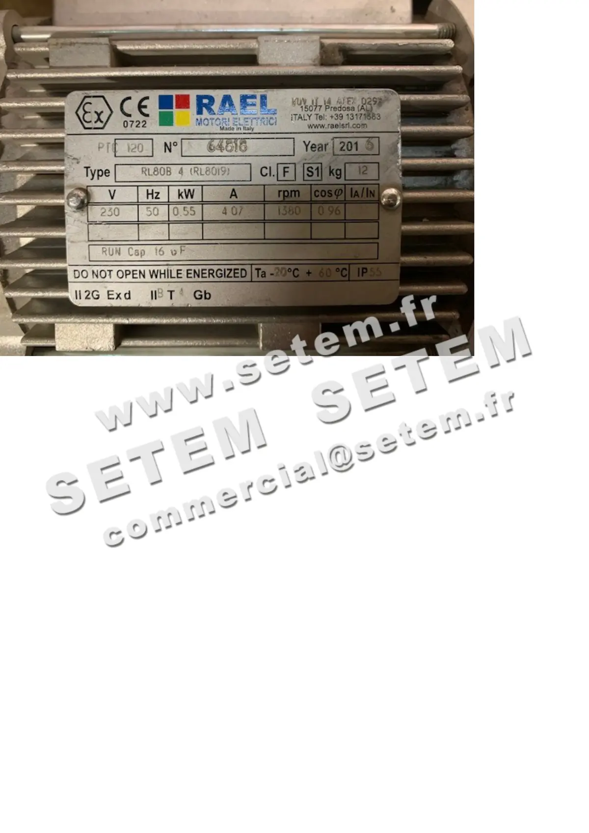 5790006050-MOTEUR RAEL 0.55KW 4P M230V HA80 B3 II2GEXDIIBT4GB RL80B4