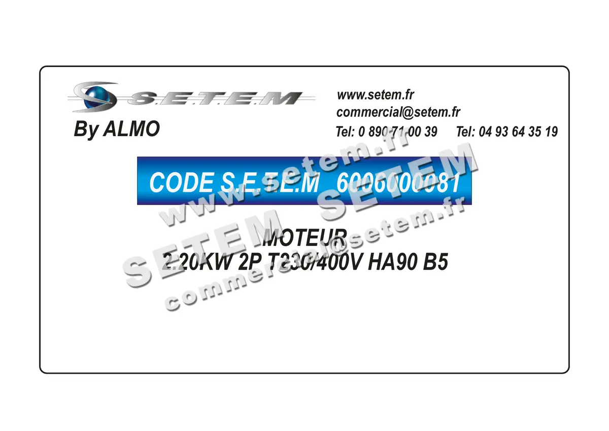6006000081-MOTEUR ALMO 2.20KW 2P T230/400V HA90 B5