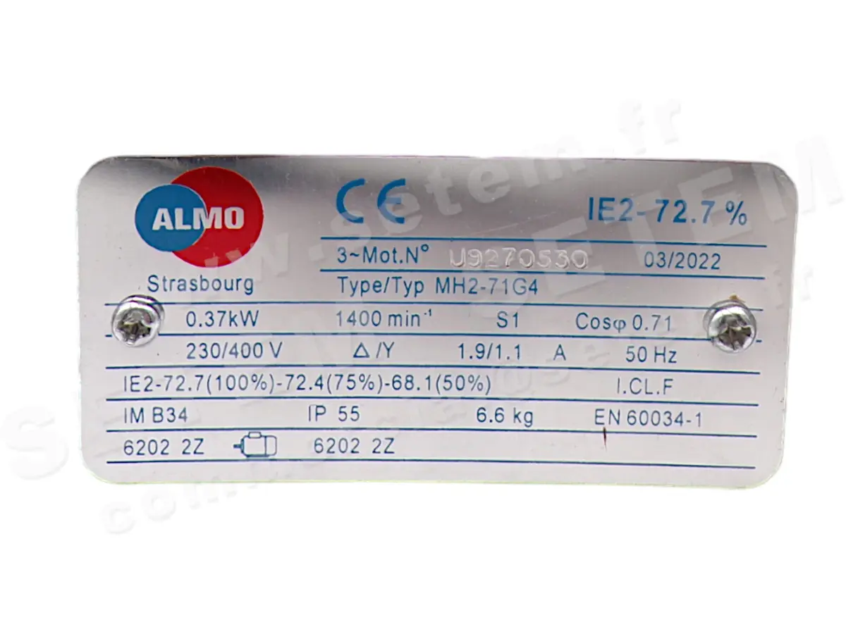 6006001049-MOTEUR ALMO 0.37KW 4P T230/400V HA71 B34 MH2-71G4