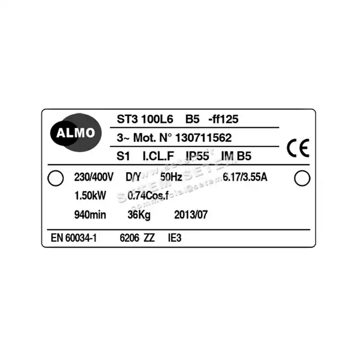 6006002091-MOTEUR ALMO 1.50KW 6P T230/400V HA100 B5 ST3.100L6.PTC 2