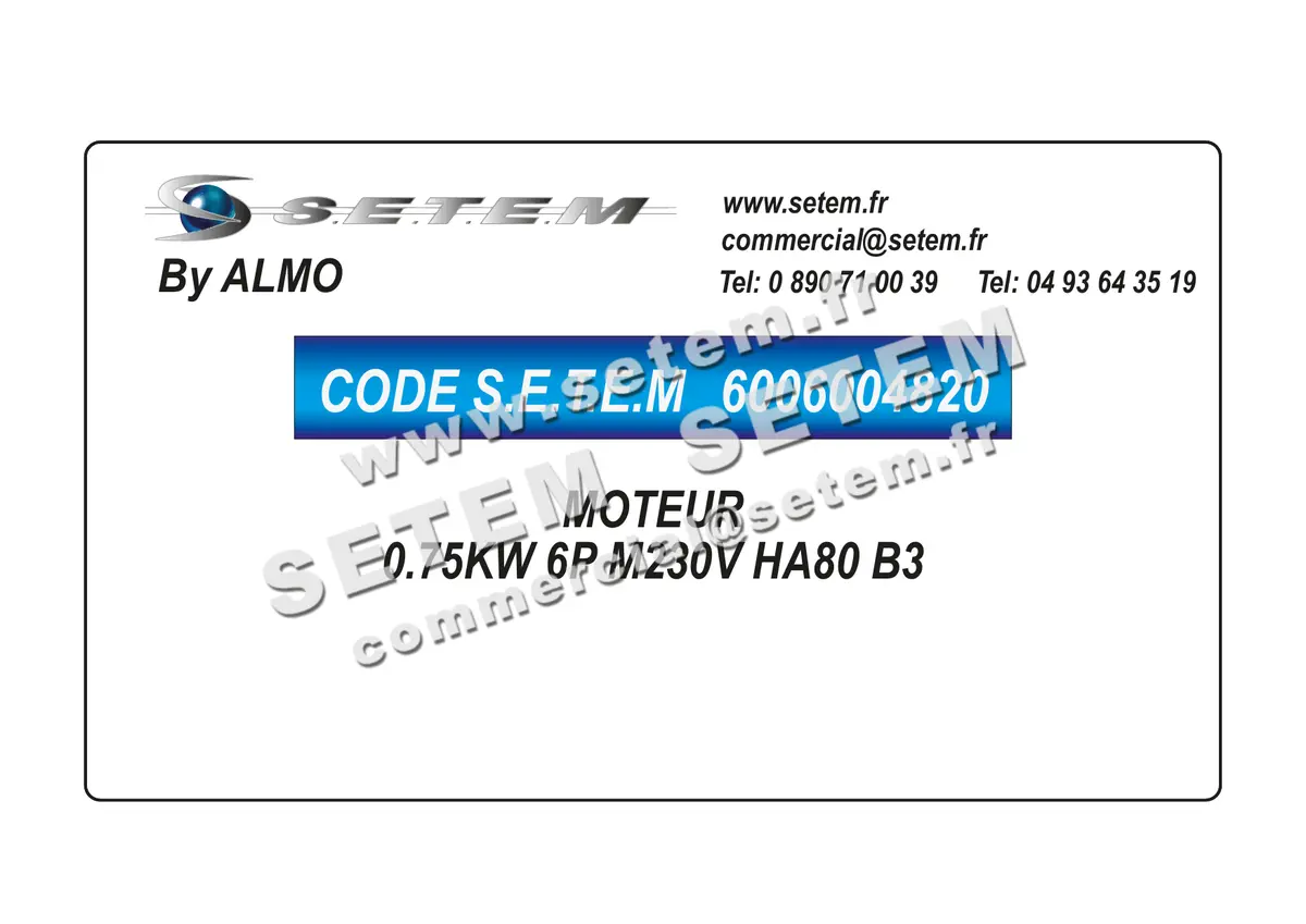 6006004820-MOTEUR ALMO 0.75KW 6P M230V HA80 B3