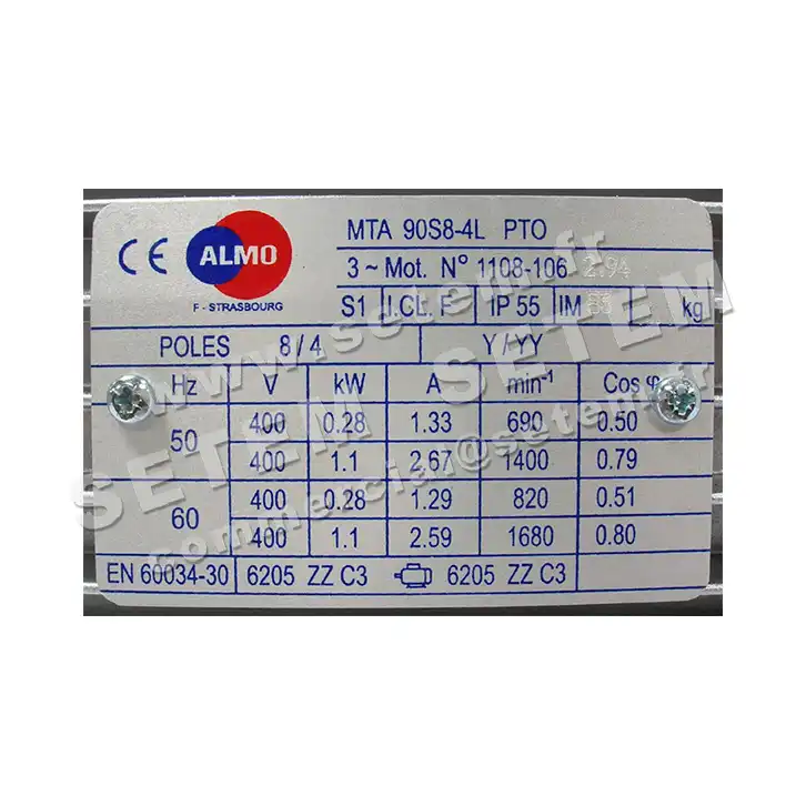 6006005810-MOTEUR ALMO 1.10/0.28KW 4/8P T400V HA90 B3 MTA90S8.4LPTO 2