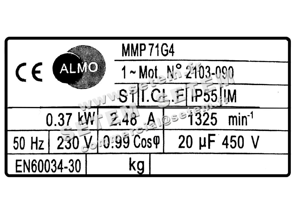 6006007321-MOTEUR ALMO 0.37KW 4P M230V HA71 B5 MMP71G4