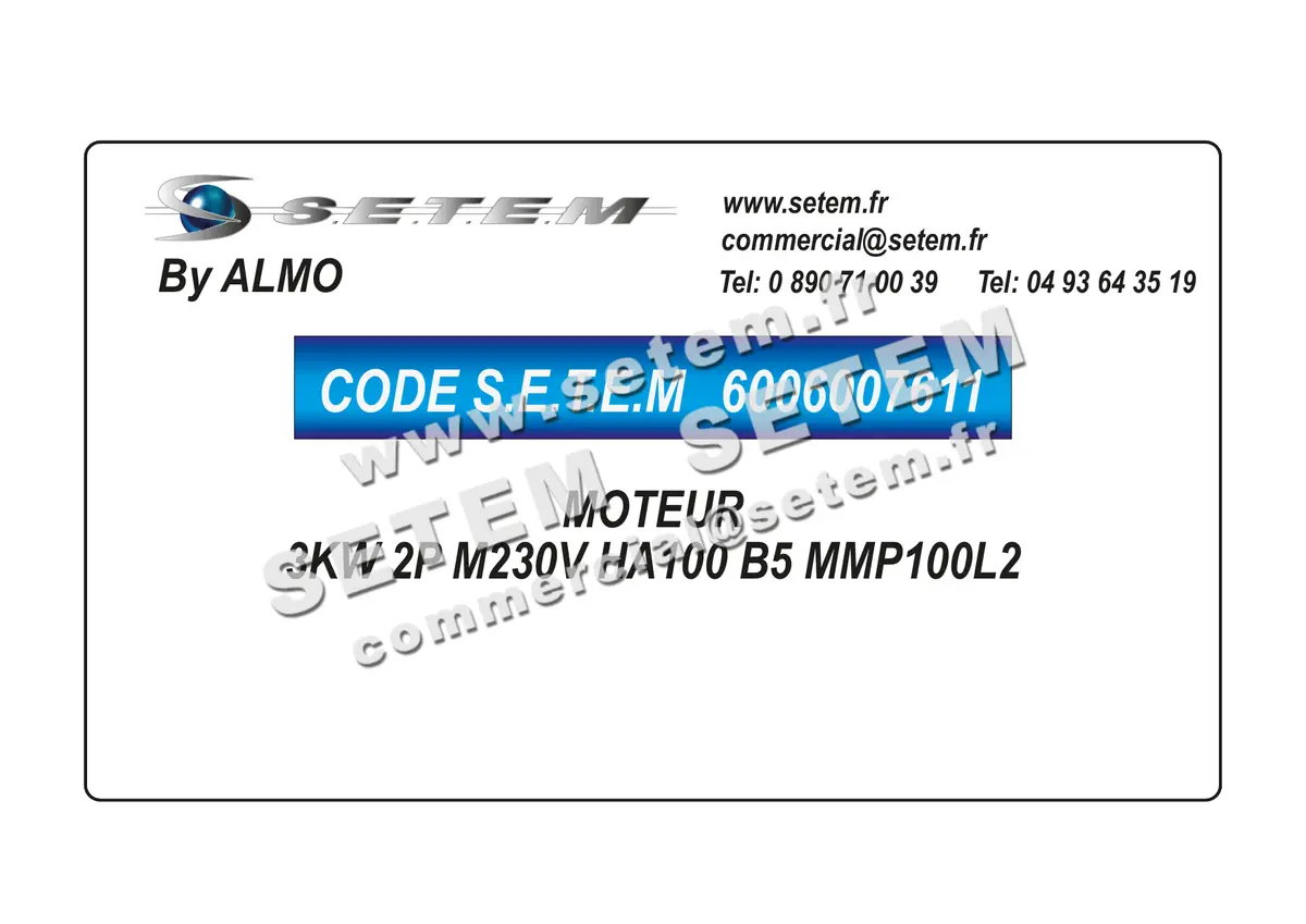6006007611-MOTEUR ALMO 3KW 2P M230V HA100 B5 MMP100L2 4