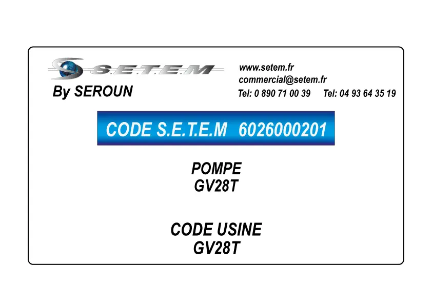 6026000201-POMPE SEROUN GV28T *30922520A*